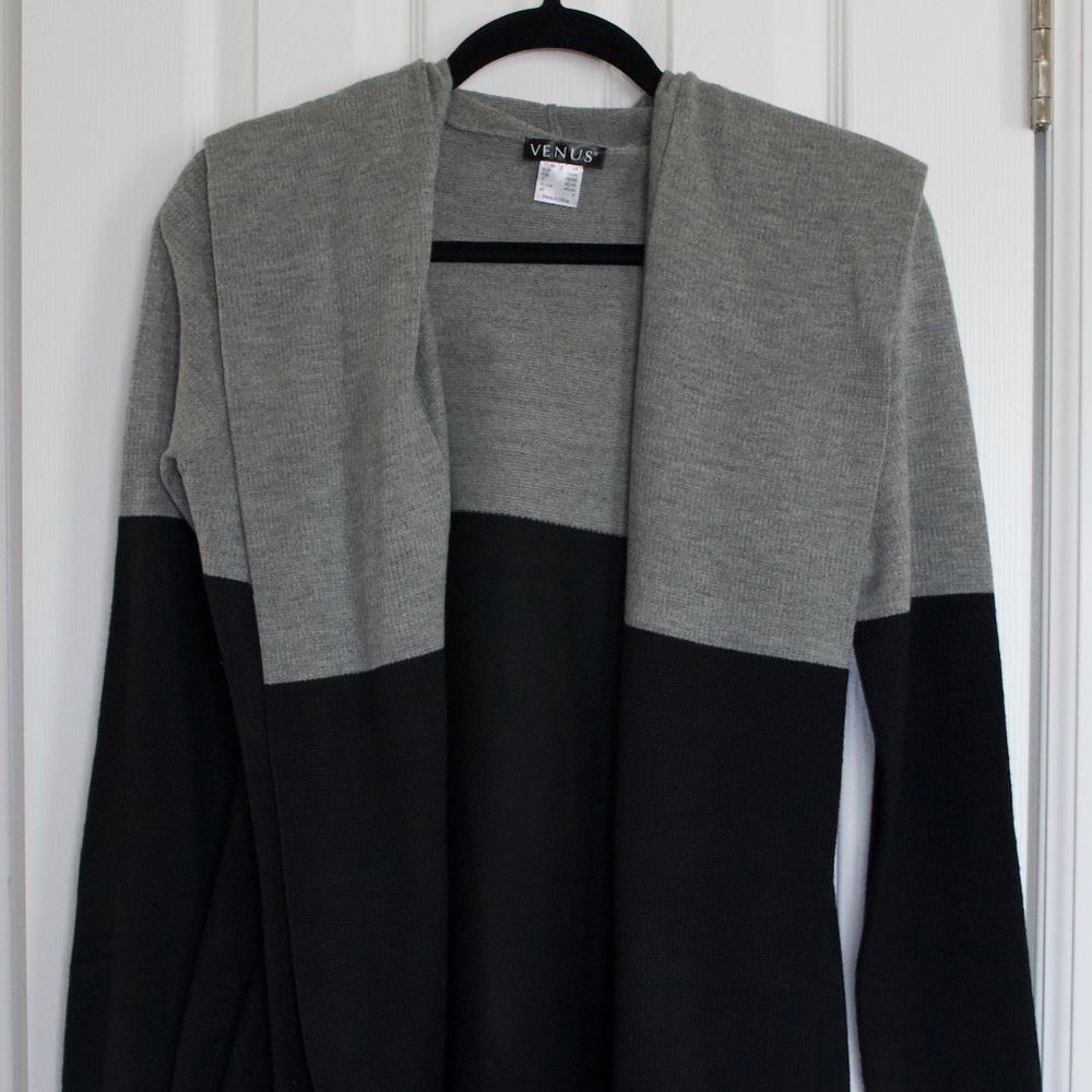 Color Block hooded cardigan